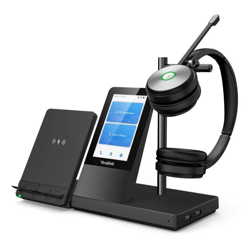 Auriculares Yealink WH66 Dual UC sem fios Bluetooth para escritório com Cancelamento de Ruído pretos
