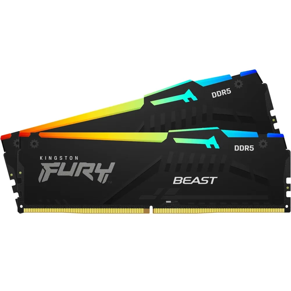 Memória RAM Kingston Fury Beast RGB (AMD Expo) 16GB (2x8GB) DDR5 5200MHz 1R CL36 Preta
