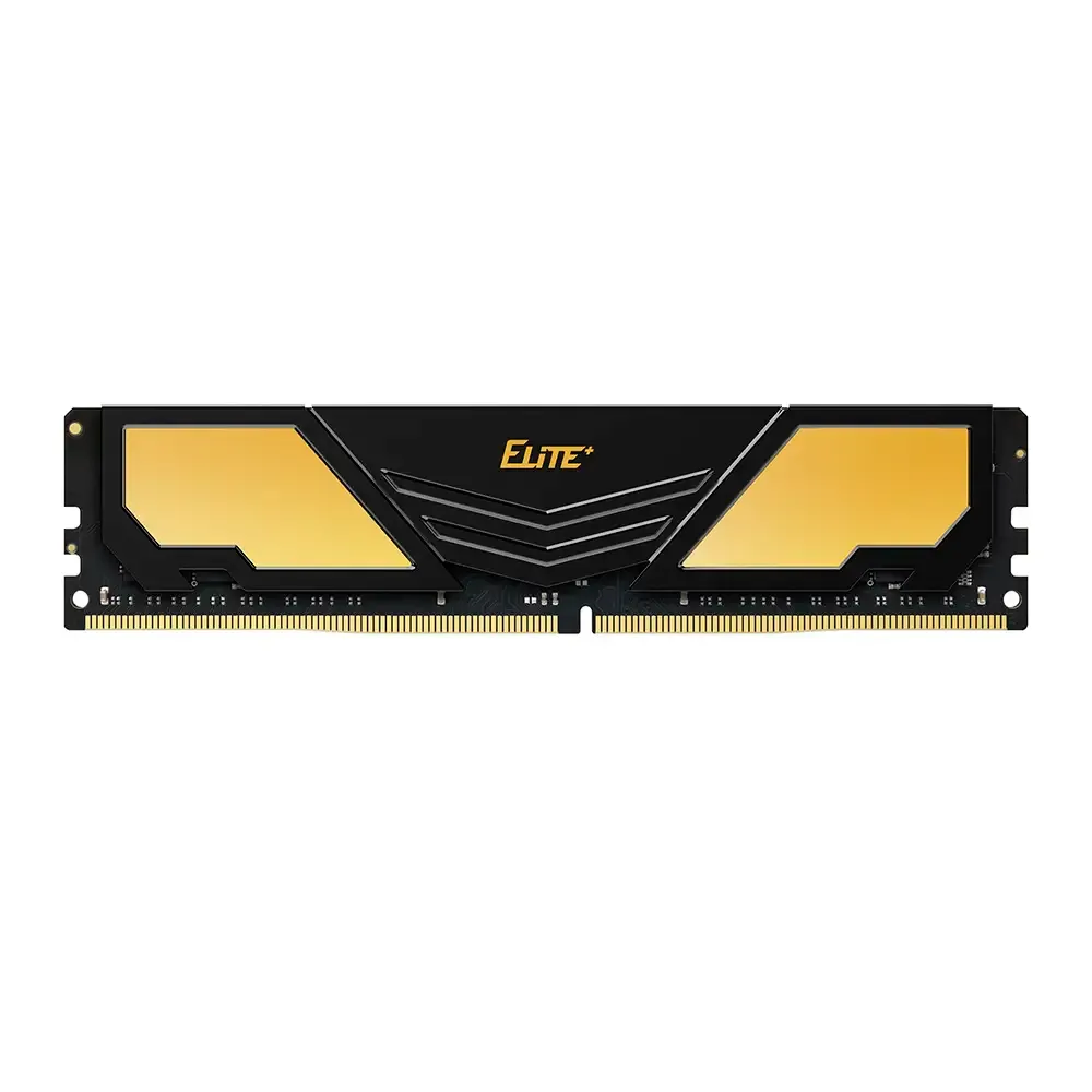Memória RAM UDIMM TEAMGROUP Elite Plus 16GB (1x16GB) DDR4-3200MHz CL22 (22-22-22-52) 1.20V Preta/Dourada