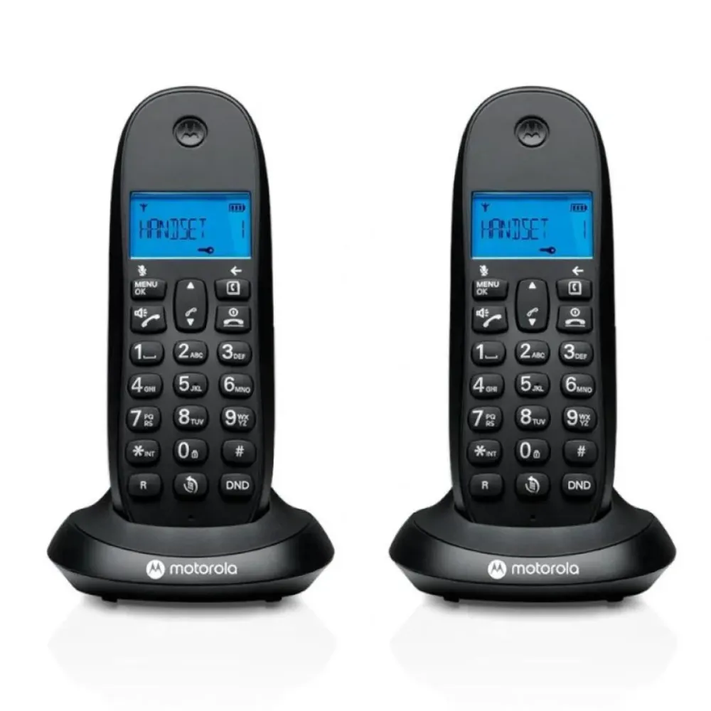 Telefone Fixo Sem Fios Motorola C1002CB Duo Preto