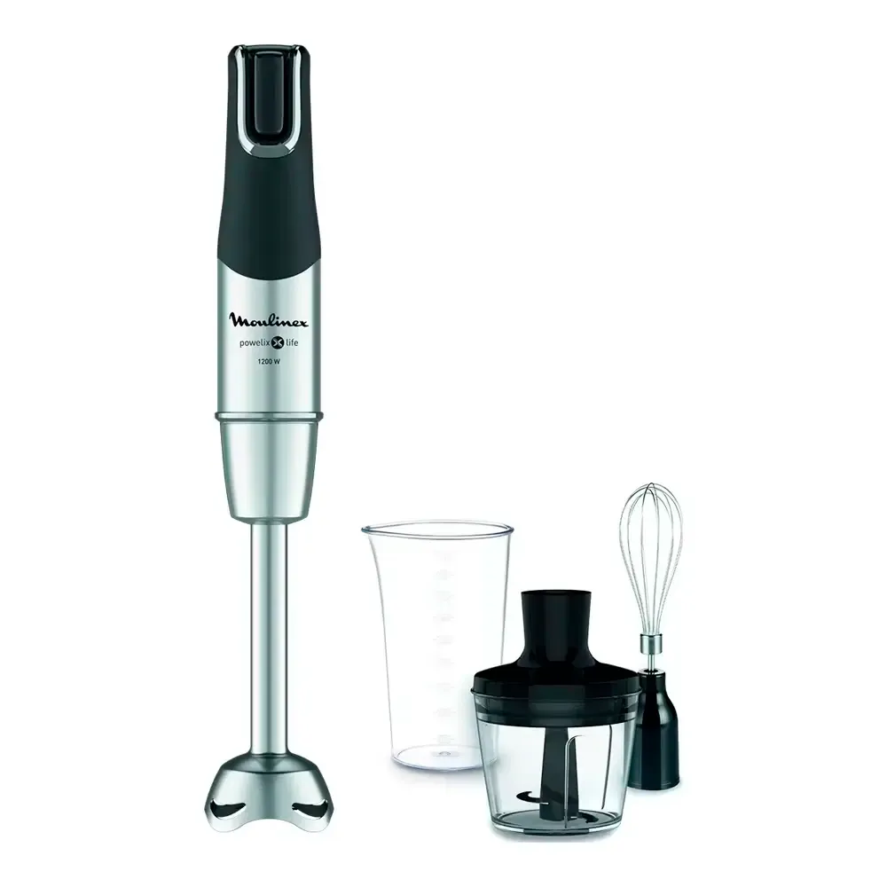 Varinha Mágica Moulinex DD953D10 InfinityForce Pro 3-em-1 1200W Preta/Inox + Copo Medidor + Picador + Batedor