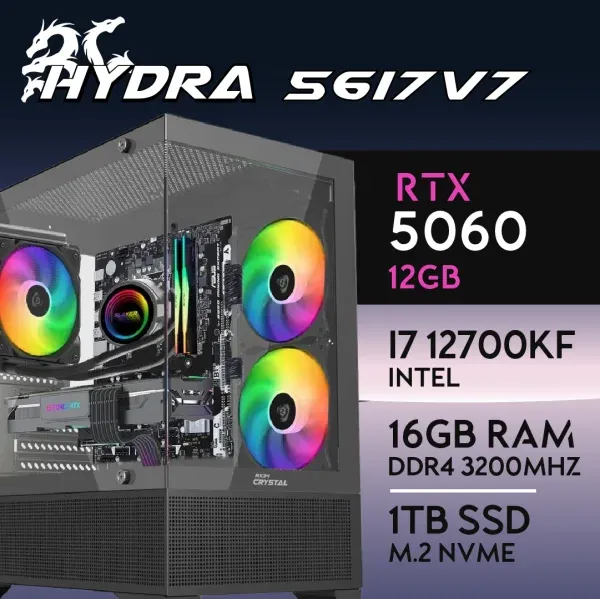 PC Gaming HYDRA-57I7V7 - I7 12700KF | RTX5070 12GB | 16GB | M.2 1TB