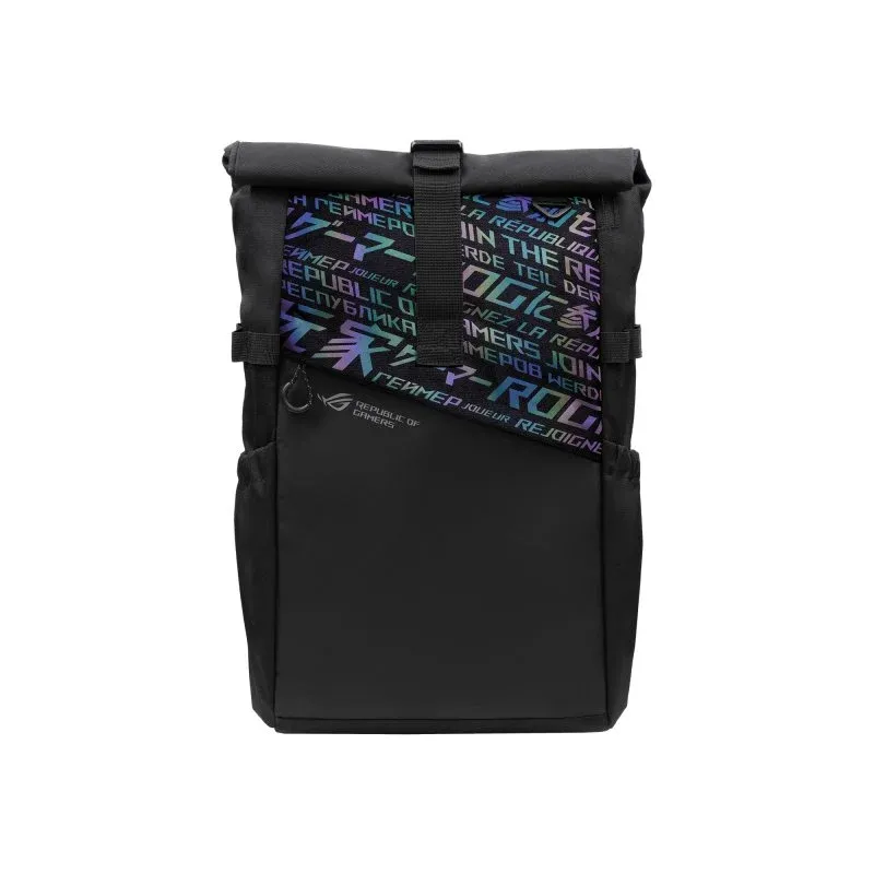Mochila para portátil ASUS 17″ em poliéster estampado preto e resistente à água