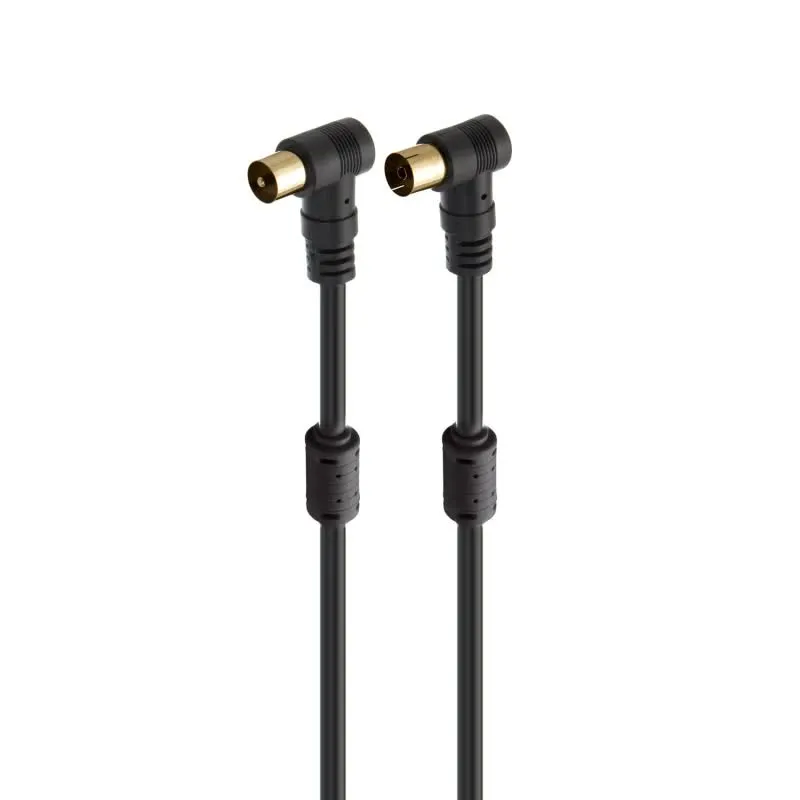 Cabo Coaxial Macho - Coaxial Fêmea 1,5m Angular Preto - ANT-NE-A