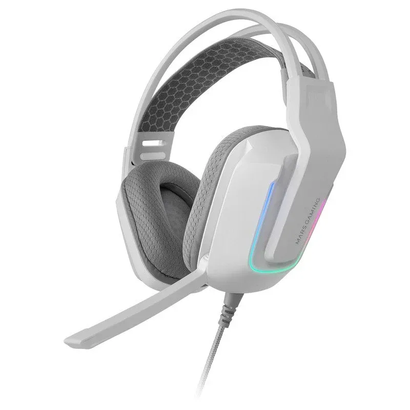 Mars Gaming MH-STRIKE Headset Ergonómico com FRGB Rainbow e Drivers Neodímio 50mm Branco