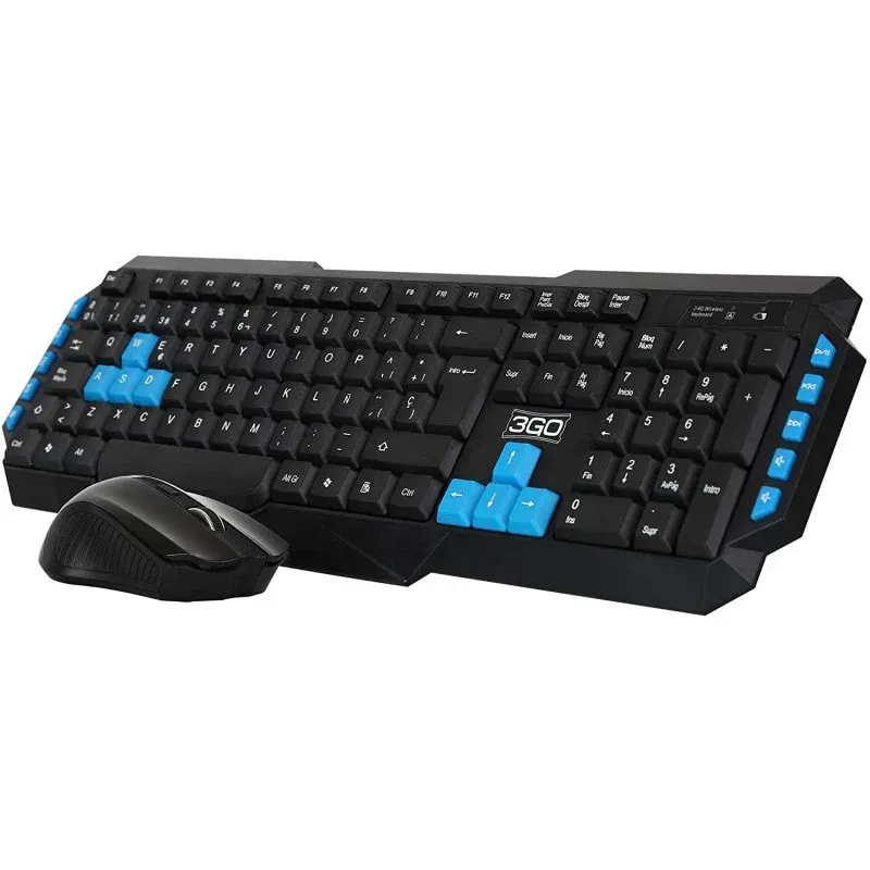 3Go Drile Combo Teclado Rato Sem Fios Preto