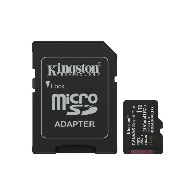 Kingston Canvas Select Plus MicroSDXC 1TB 150MB/s UHS-I U3 V30 A1 com Adaptador SD