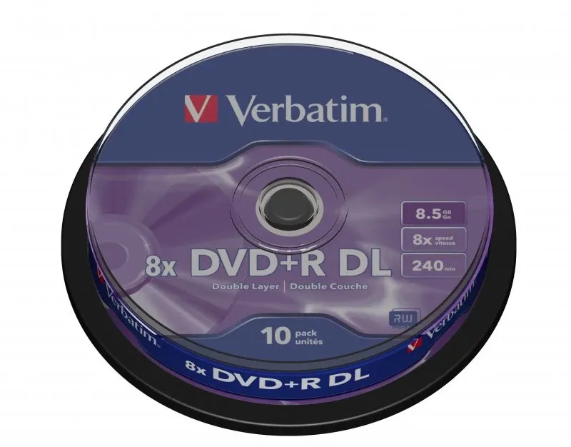 VERBATIM DVD+R 8X 8.5GB 240MIN DOUBLE LAYER BOBINE (CAKE) PACK 10