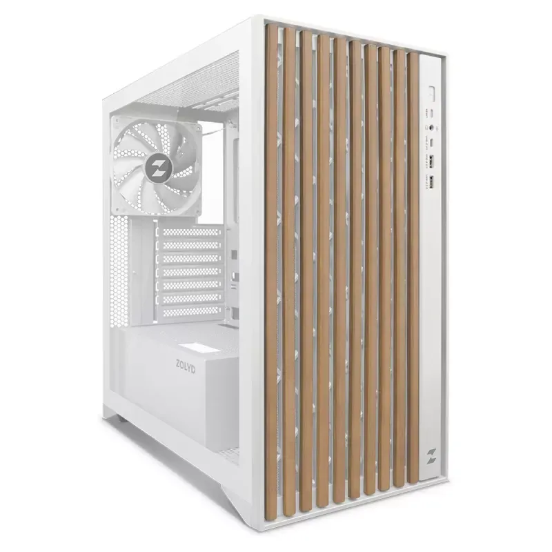 Zolyd Dynaria - Caixa ATX com Vidro Temperado e Painel de Madeira Branco