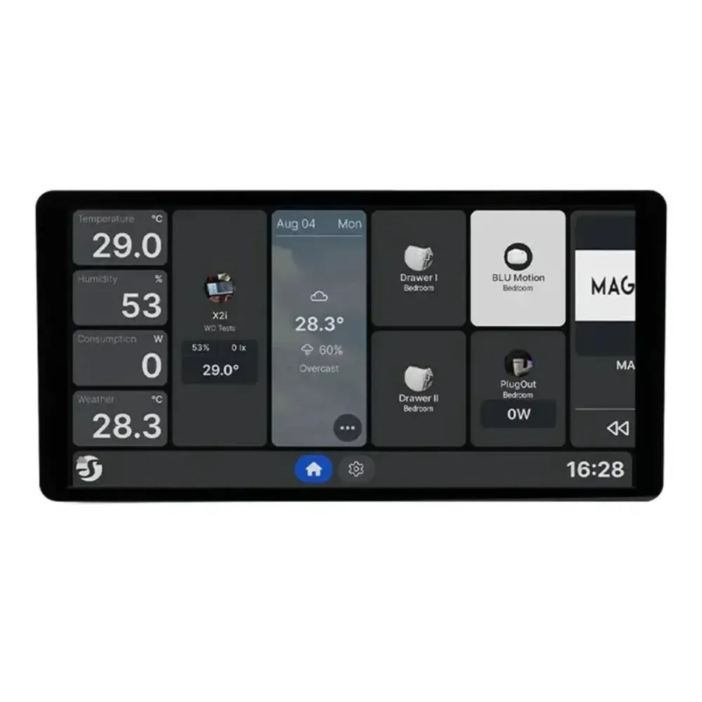 Painel Tátil 6.95" Shelly Wall Display X2i c/ Sensor Wi-Fi 6 + Relé 5A Preto