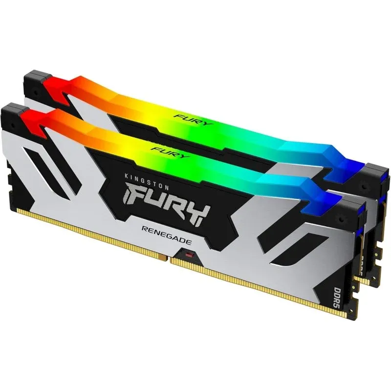 Memória RAM Kingston FURY Renegade RGB DDR5 6000MHz 96GB 2x48GB CL32 Intel XMP Prateadas