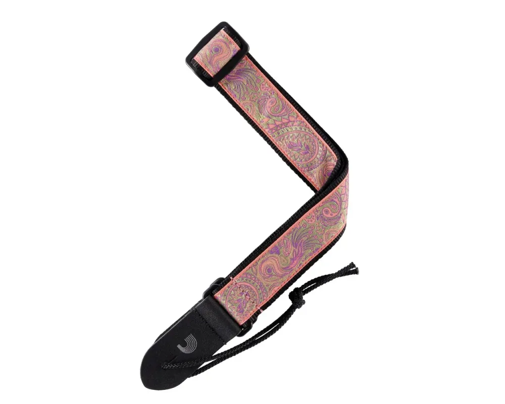 Daddario Jacquard Ukulele Straps, Paisley Pink/Green