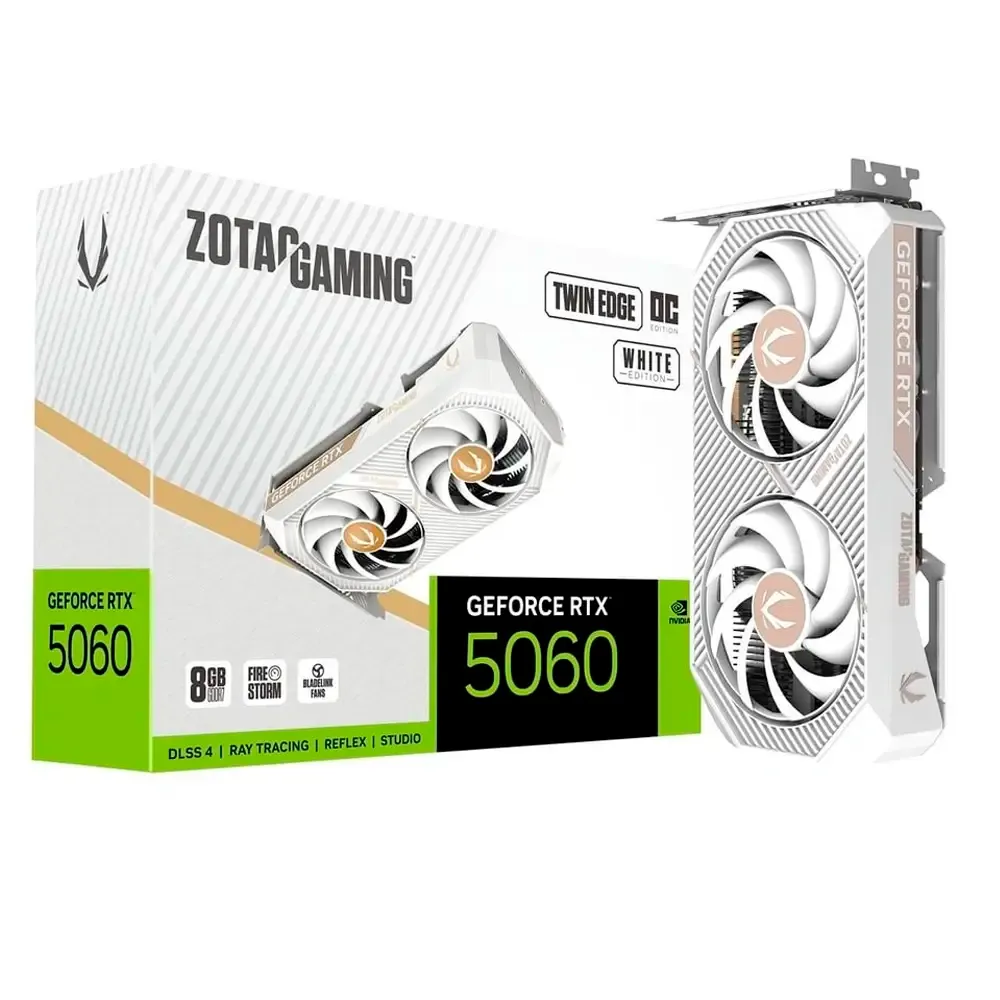 Placa gráfica Zotac GeForce RTX 5060 Twin Edge OC White 8GB GDDR7 Reflex 2 RTX AI DLSS4