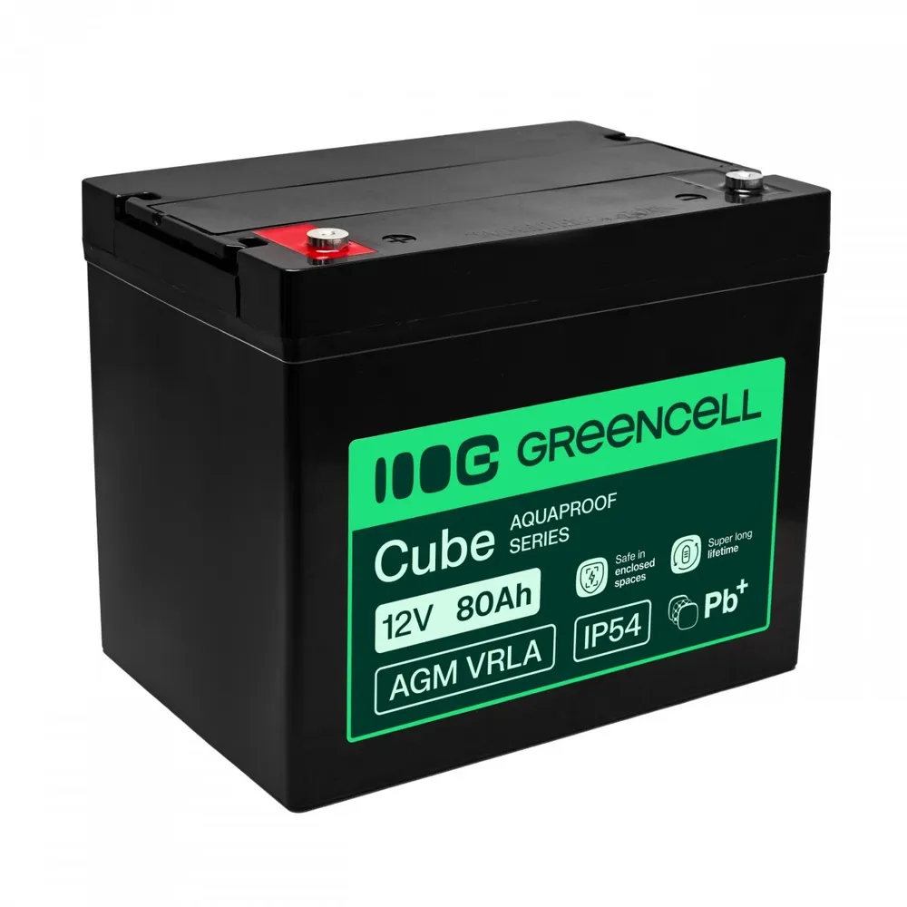Bateria Green Cell AGM VRLA 12V 80Ah sem manutenção AGM12V80AH-H