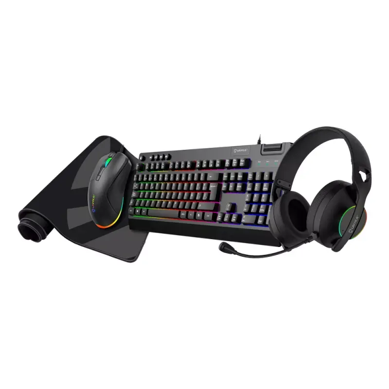 Pack Gaming (Teclado + Rato + Auscultadores + Tapete) NOVA 4-em-1 - PT