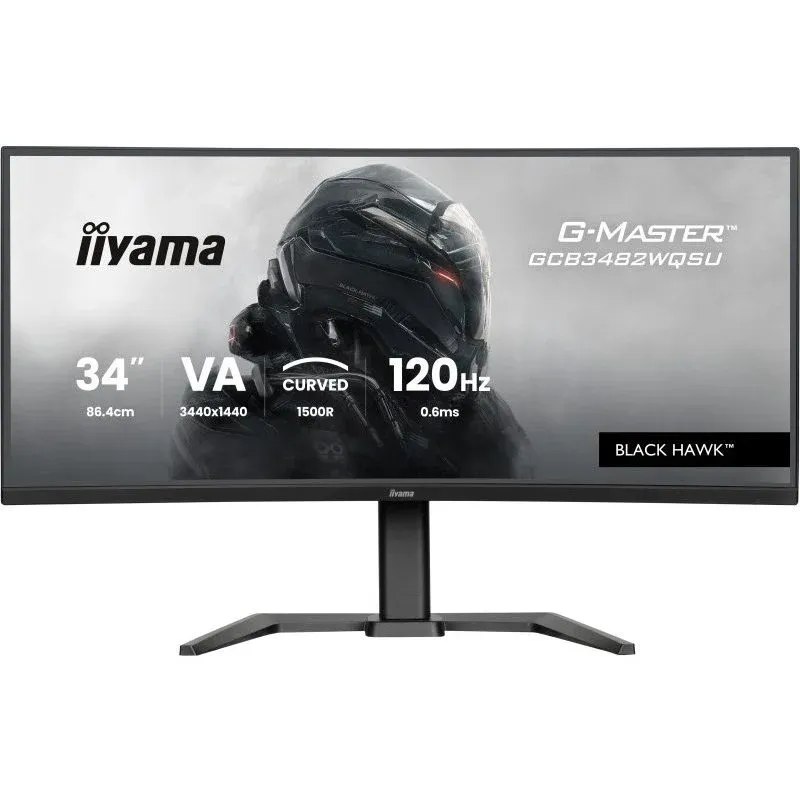 iiyama G-Master GCB3482WQSU-B1 34" VA CURVO UWQHD 120Hz 0.6ms FreeSync USB-A Alto-falantes Altura Ajustável