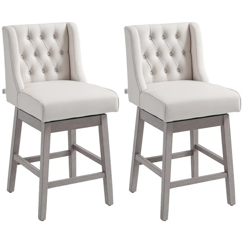 Homcom Conjunto de 2 Cadeiras Altas com Encosto e Apoio para Pés 46x57x101cm Bege