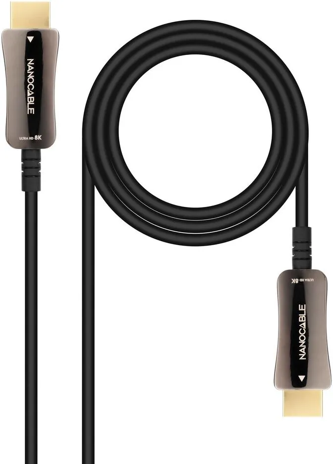 Cabo HDMI V2.1 AOC Nanocable 8K@60Hz 4K@120Hz 48Gbps A/M-A/M 10 m Preto