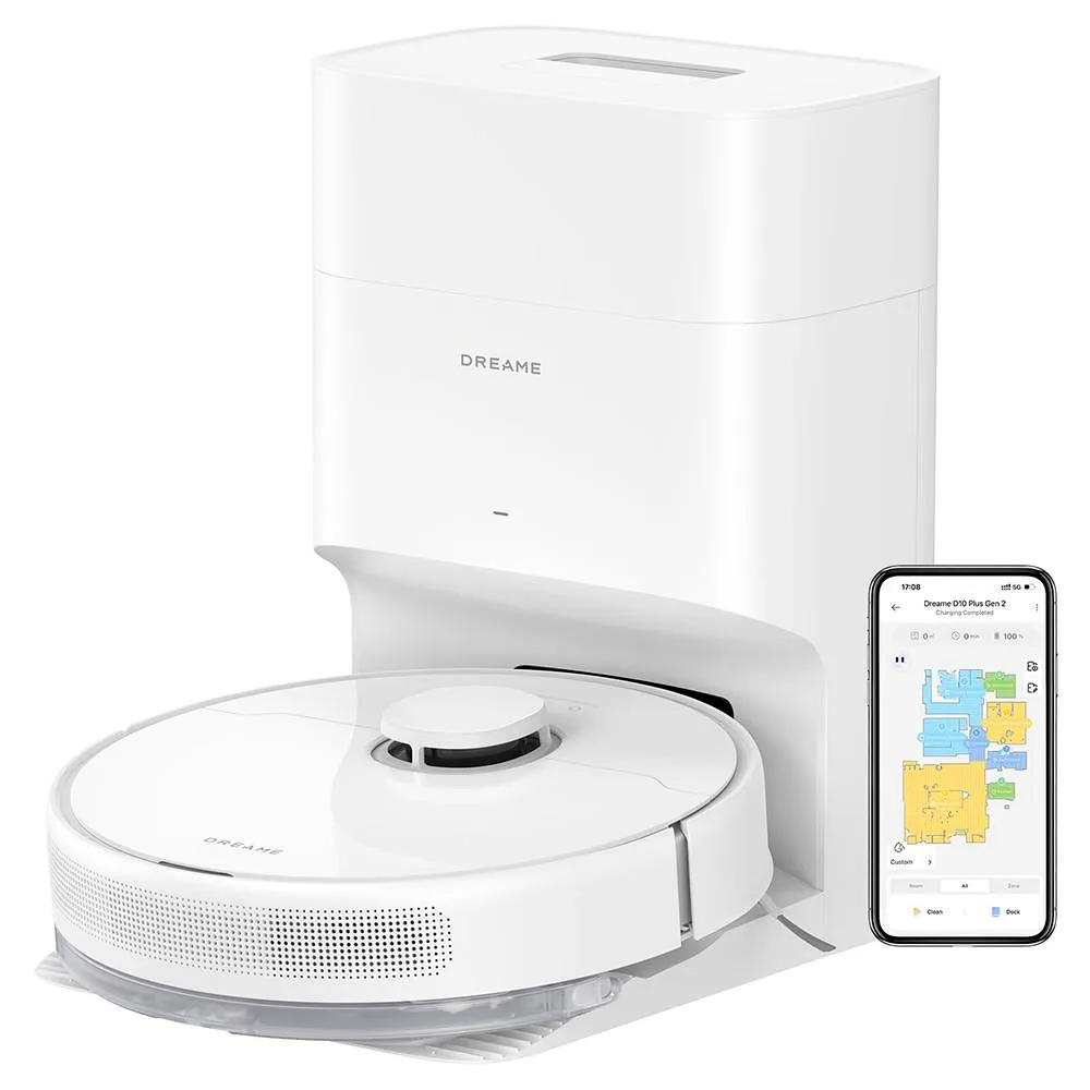 Aspirador Robô Dreame D10 Plus Gen 2 6000pa 5200mAh Branco + Auto Station