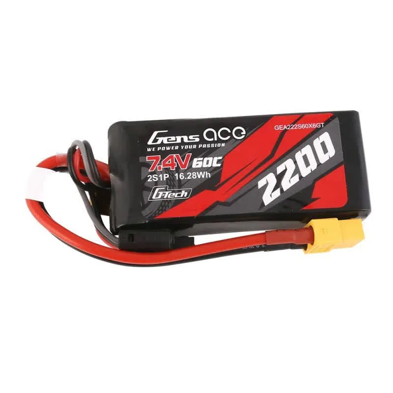 Gens Ace Bateria de drone GensAce G-Tech LiPo 2200mAh 7.4V 60C 2S1P XT60 Battery