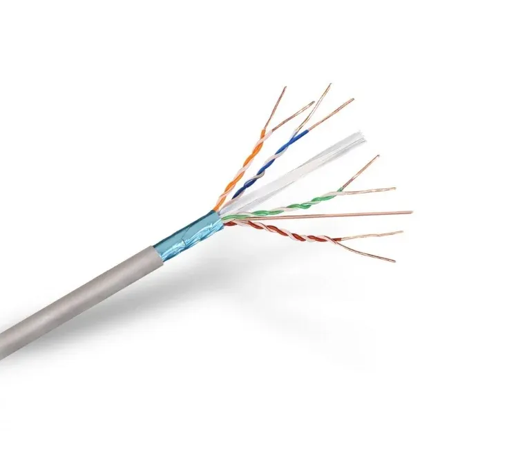 Cabo de rede rígido FTP Cat.6 RJ45 AWG24, cinza, cabo de 1 metro, 100% cobre para instalação