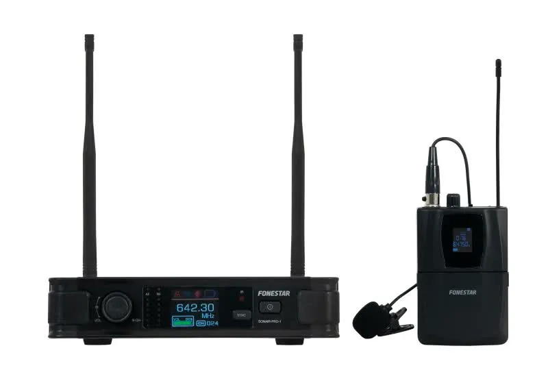 Central Microfone Lapela Bodypack s/ Fios UHF ID Pilot e Diversity - SONAIR-PRO-1P