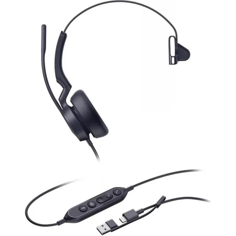 Auriculares Yealink UH46 Mono com fio USB-C para escritório otimizados para Teams, microfone, preto