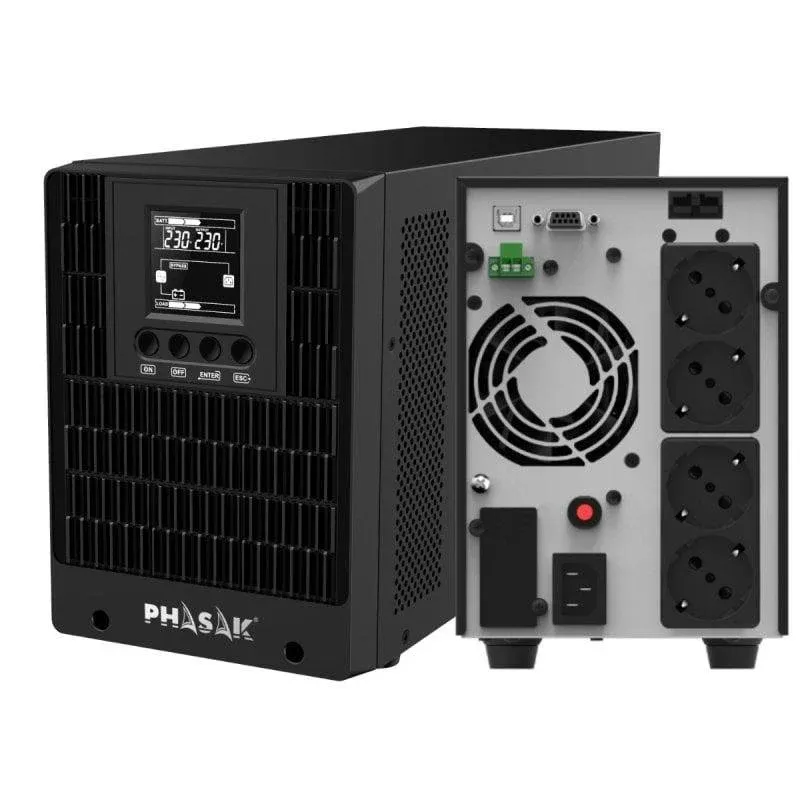 Sai Phasak 2000VA Bateria Chumbo-Cálcio 15min LCD Dupla Conversão