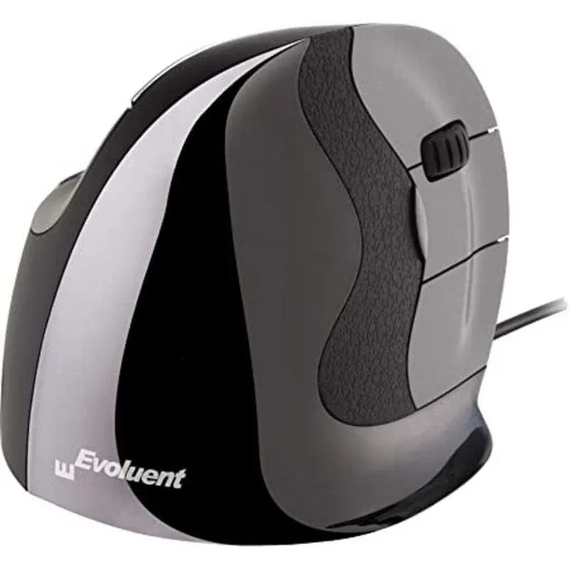 Rato Evoluent VerticalMouse D Medium Com Fio USB Laser 2600DPI Preto Cinzento Ergonómico