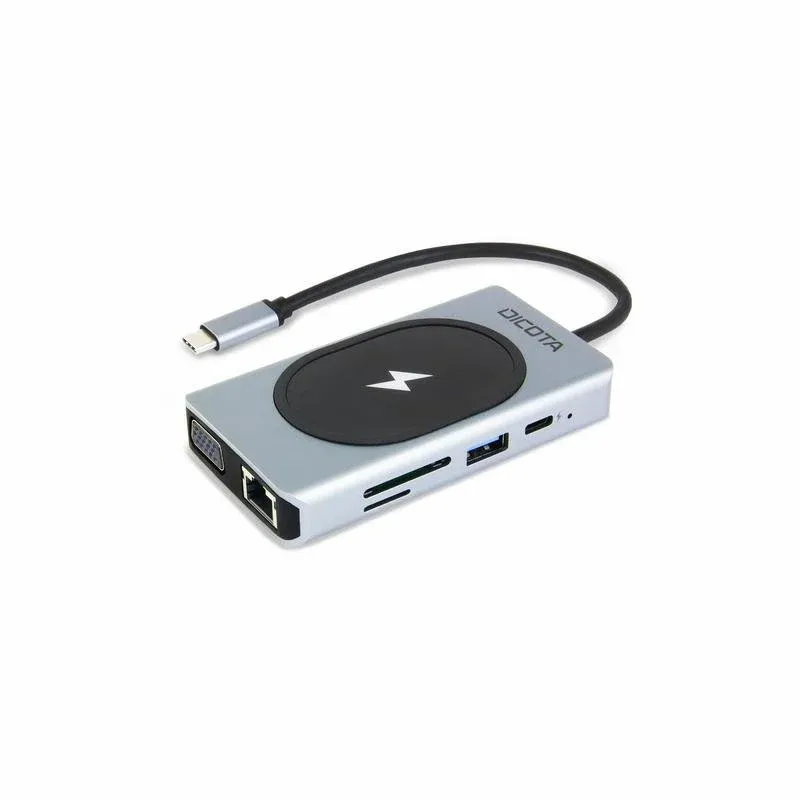 Hub Dicota 7 portas USB 4 Gigabit HDMI VGA 100 W D32059 Alumínio