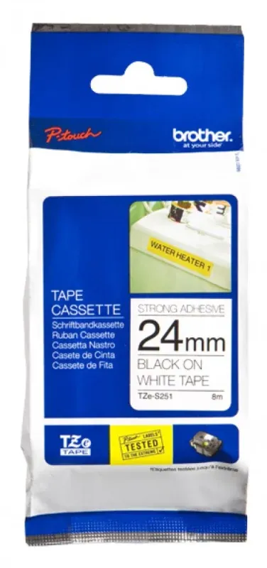 BROTHER TZES251 Tape Brother 24mm BLACK ON WHITE ADHESIVE TAPE
