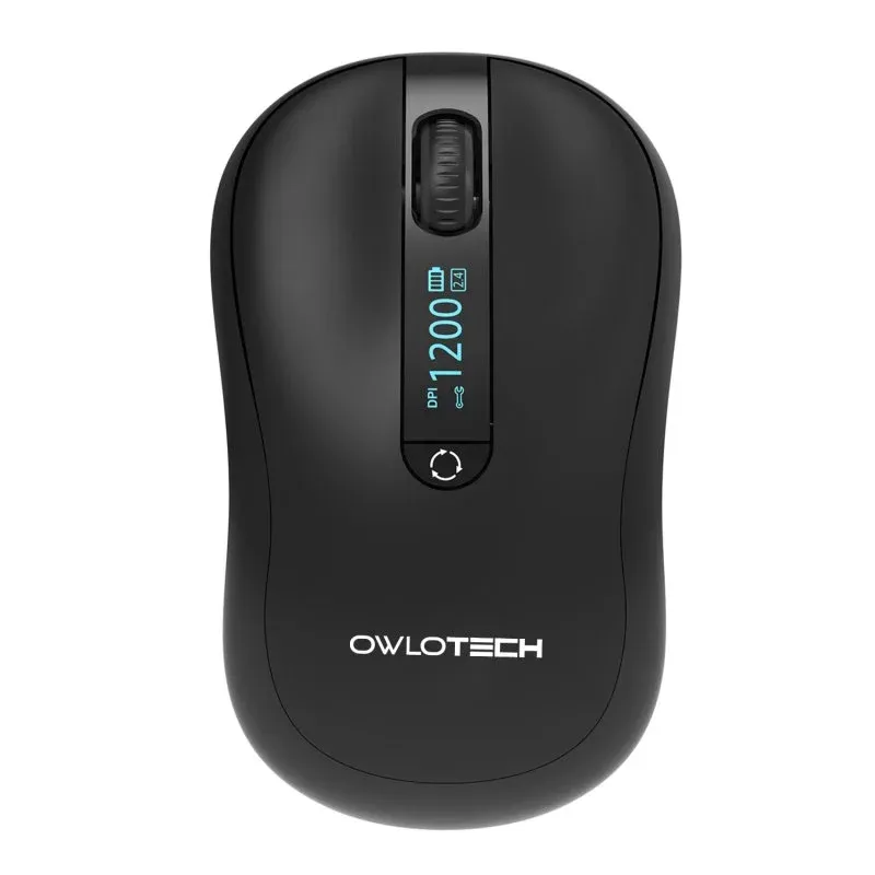Owlotech M120 Rato Sem Fios com Display Preto