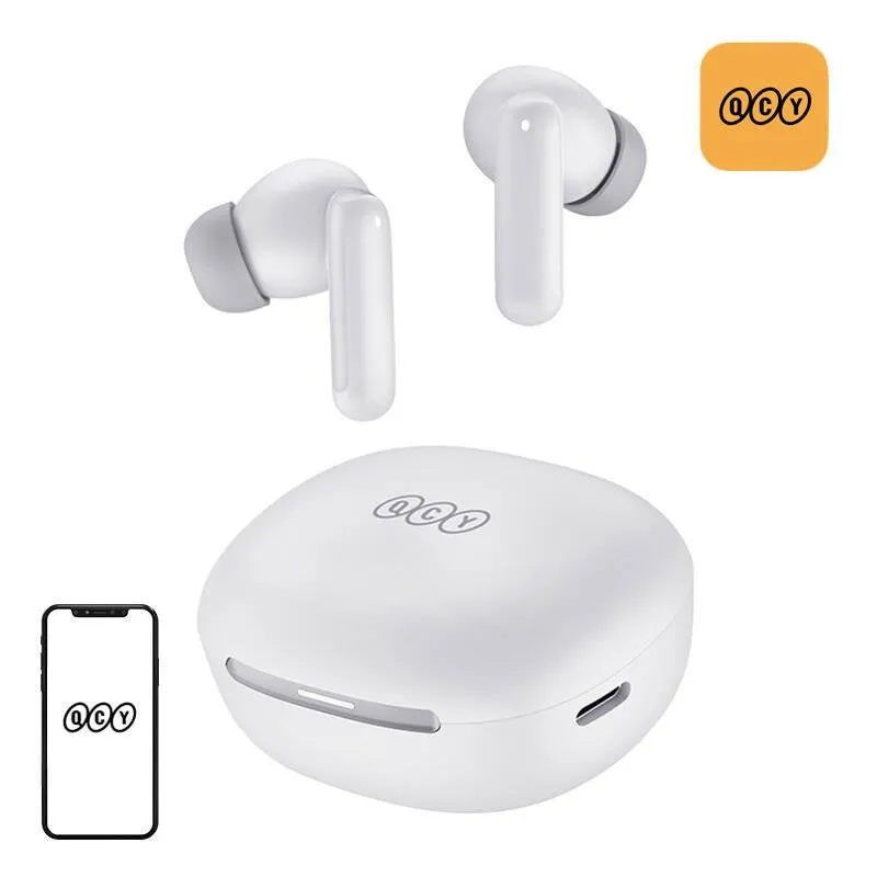 Auriculares QCY MeloBuds HT16 sem fios Bluetooth com Cancelamento de Ruído ANC branco