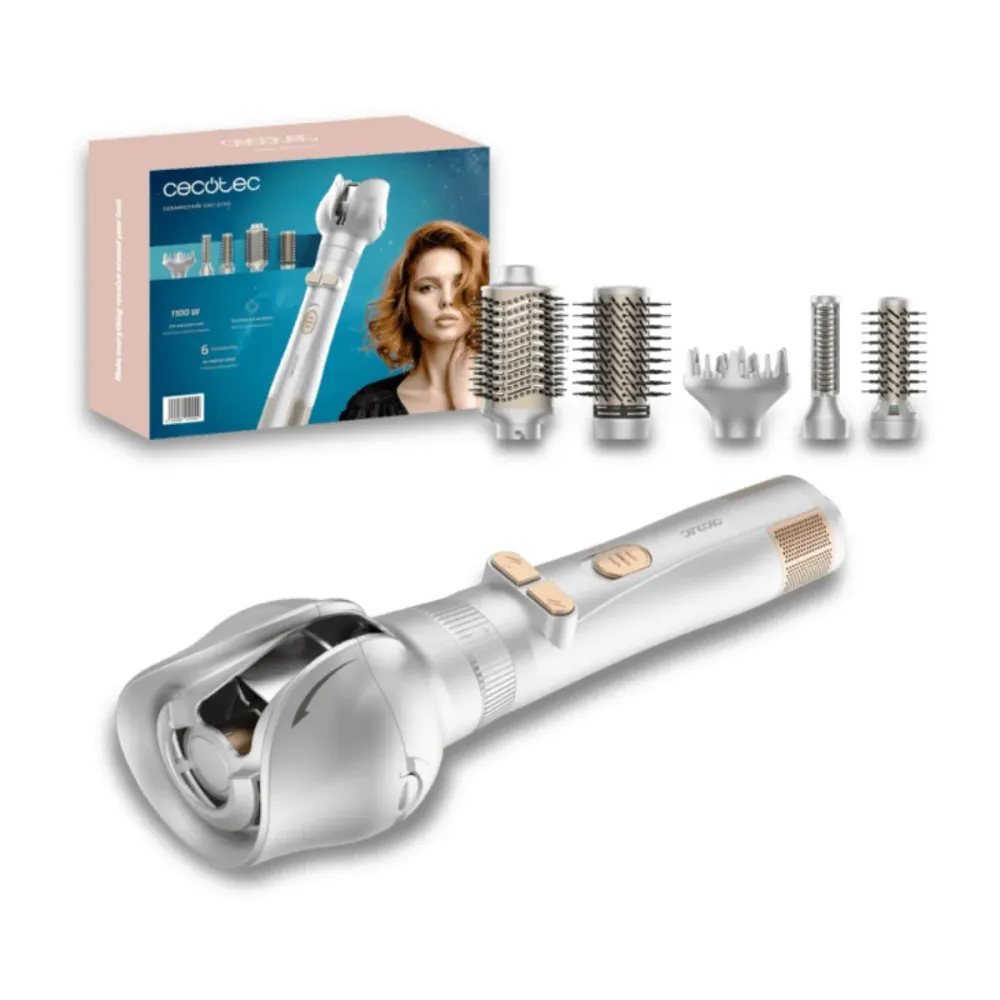 Modelador de Cabelo Cecotec CeramicCare 6 em 1 Gyro 1100W Prateado