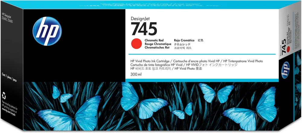 HP 745 300-ml DesignJet Chromatic Red Ink Cartridge F9K06A