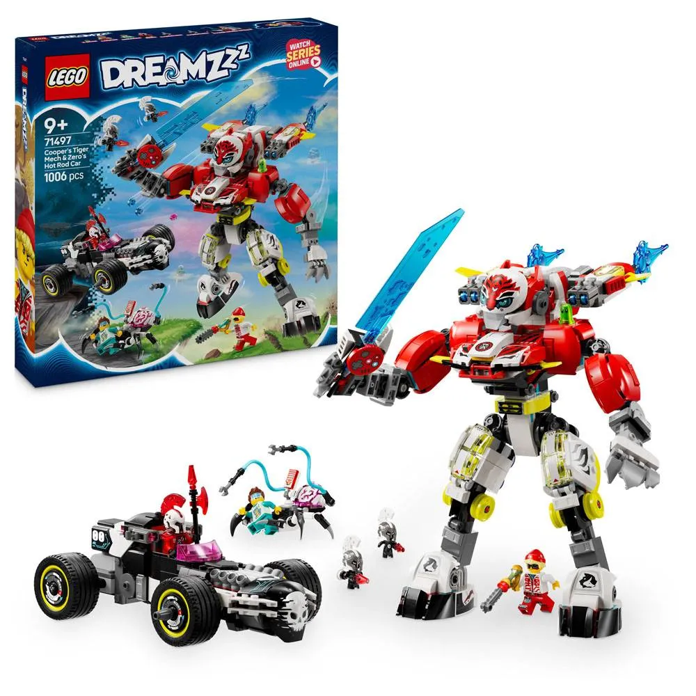 LEGO DREAMZzz: Tigre Robô do Cooper e Hot Rod do Zero | Idades 9+ | 1006 Peças | Item 71497