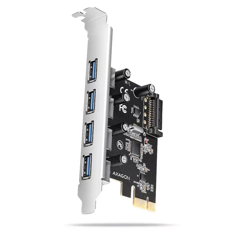 Adaptador PCIe AXAGON PCEU-430RS - 4x USB 5Gbps port, SATA power
