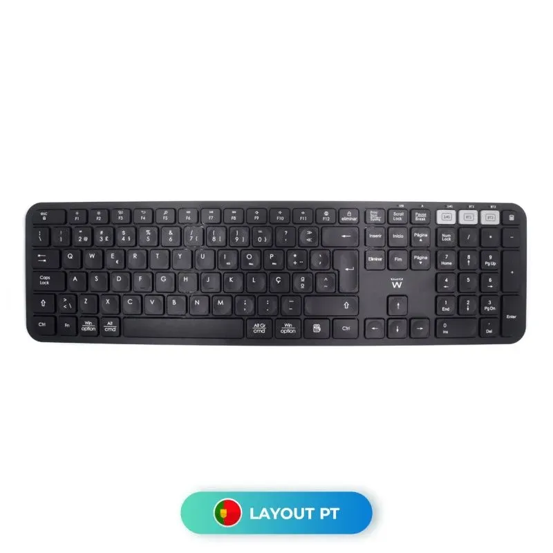 Teclado sem fios Bluetooth e 2.4G Ewent EW3277 Layout ES tamanho completo preto