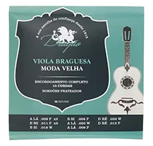Jogo cordas Guitarra Braguesa Dragao 10CD afinaçao Moda Velha