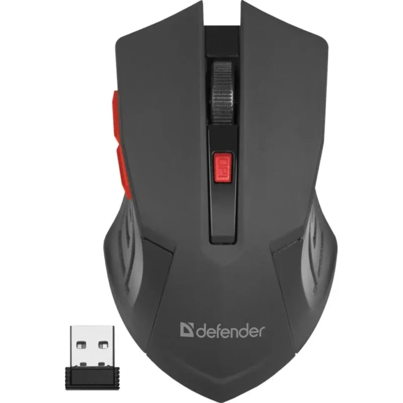 Ratón Defender ACCURA MM-275 Wireless 1600 DPI Preto Vermelho Ergonómico 6 Botões