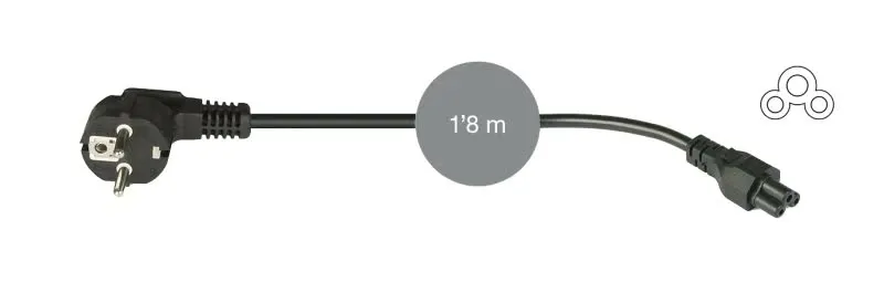 Cabo Alimentação Schuko Macho 90º / IEC C5 Fêmea 1.8M - SR-424