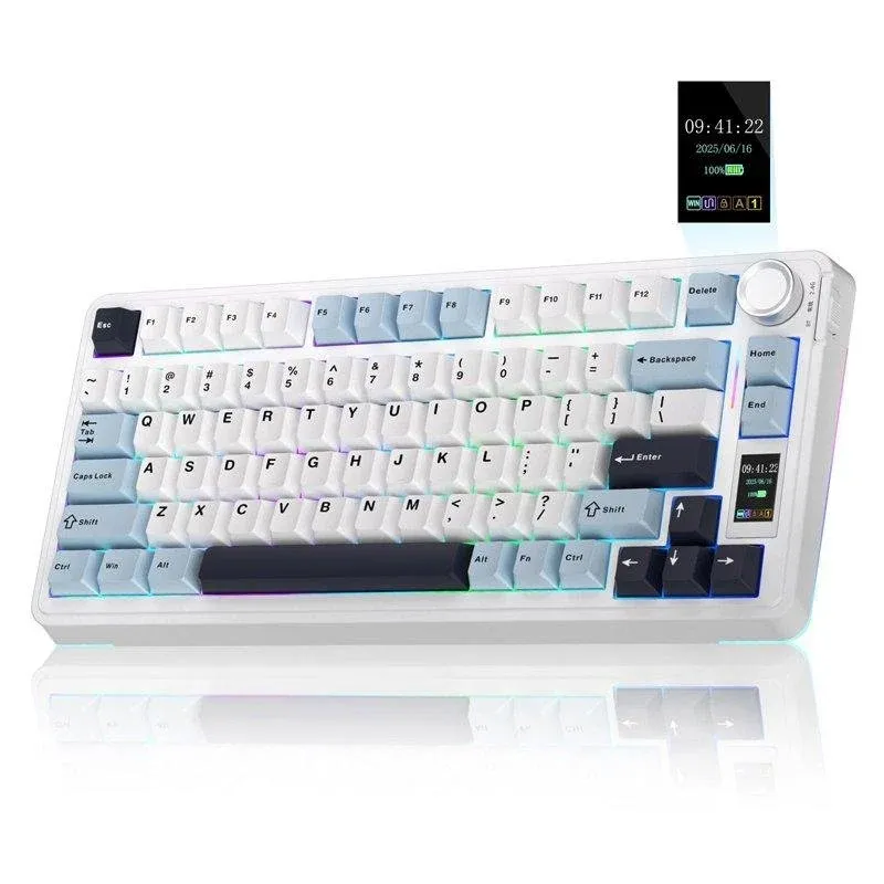 Teclado Aula S75 Pro sem fios 75% compacto com ecrã LCD e RGB