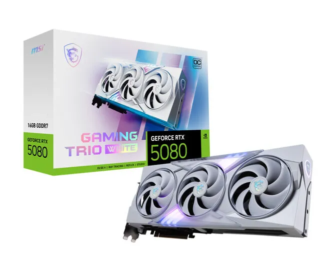 Gráfica MSI GeForce® RTX 5080 GAMING TRIO OC White 16GB GDDR7 DLSS4