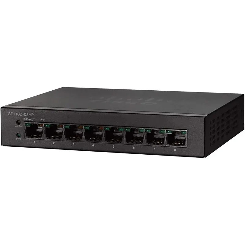 Cisco SF110D-08HP Switch 4 Portas RJ45 10/100 4 Portas RJ45 10/100 PoE