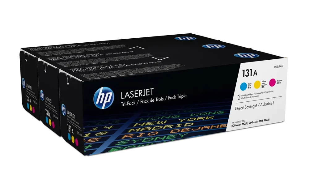 HP 131A 3-pack Cyan/Magenta/Yellow Original LaserJet Toner U0SL1AM