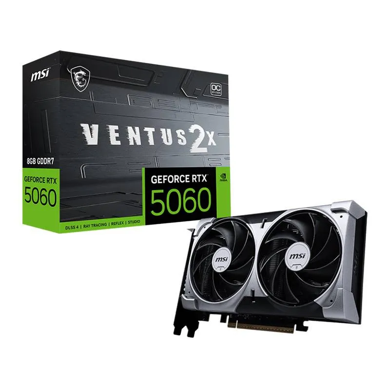 Placa Gráfica MSI NVIDIA GeForce RTX 5060 Blackwell Ventus 2X OC 8G GDDR7 DLSS4
