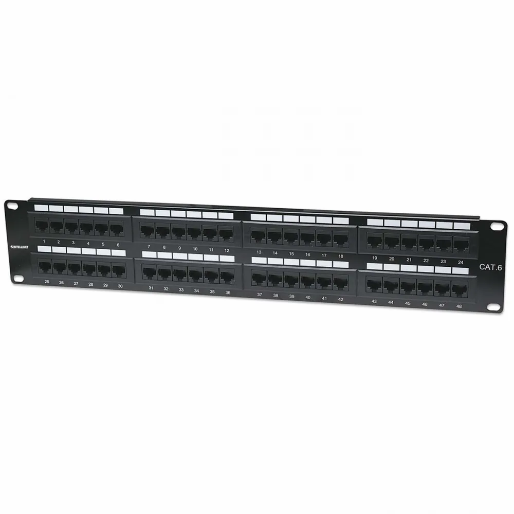 Intellinet Patch Panel, Cat6, UTP, 48-Port, 2U, Black 560283