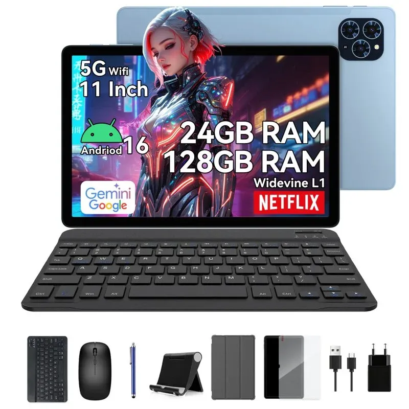 Tablet ExcitPower T90 WiFi 11" 8GB 128GB Azul con Teclado y Stylus Pen