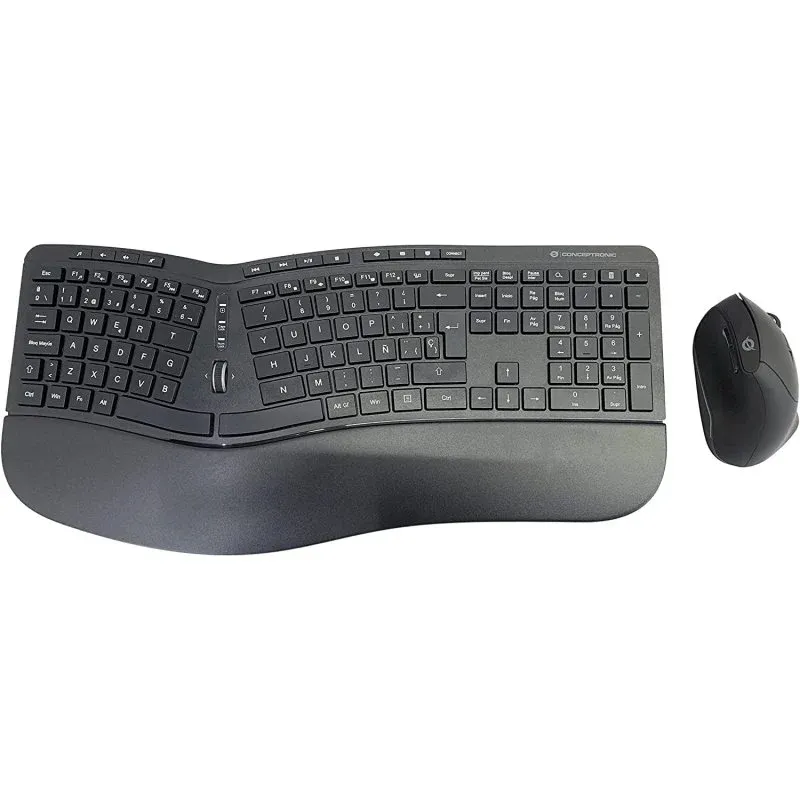 Conceptronic Teclado RF e Rato Vertical Sem Fios Preto