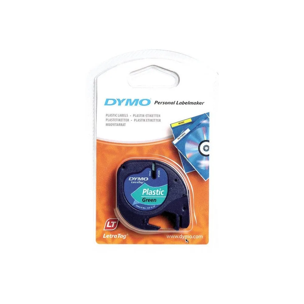 Fita Preto Sobre Verde (4 mts/1,2cm) – DYMO